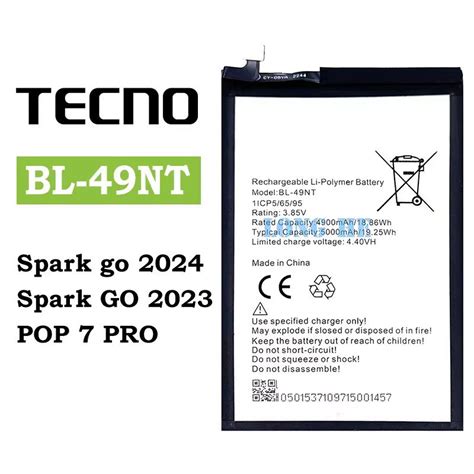 Tecno Spark Go 2023 Spark GO 2024 POP 7 PRO Battery BL 49NT Shopee