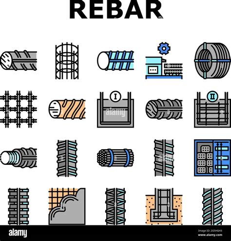 Rebar Construction Collection Icons Set Vector Stock Vector Image Art