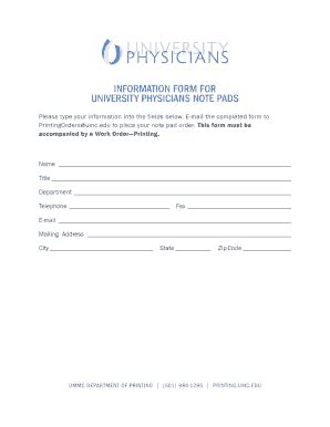 Fillable Online Umc Information Form For University Physicians Note