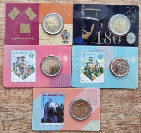 San Marino 1 Euro 2 Euro 2018 2022 5 Coincards Catawiki