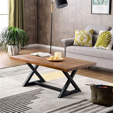 Gracie Oaks Hodnett Industrial X Frame Cross Leg Coffee Table Wayfair