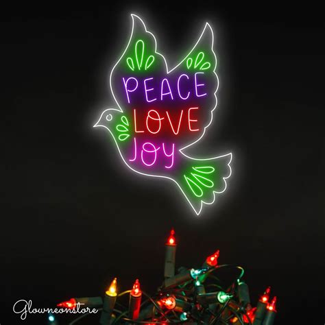 Glowneon Peace Love Joy Neon Sign Peace Love Joy Led Sign Dove Birds Neon Light