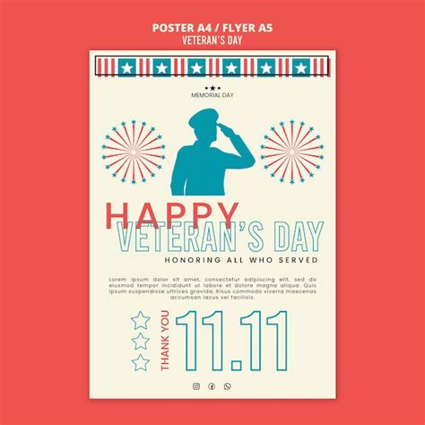 Free PSD | Veterans day celebration poster template