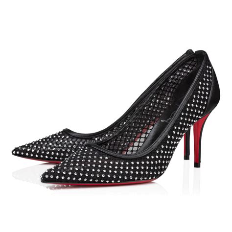 Apostropha Mesh Strass 80 Black Mesh Women Shoes Christian Louboutin