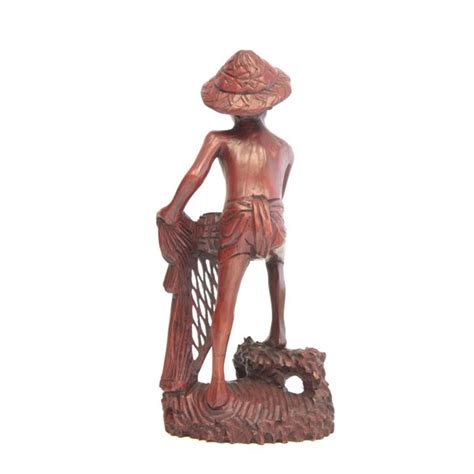 Chinese Wood Carving Of Fisherman