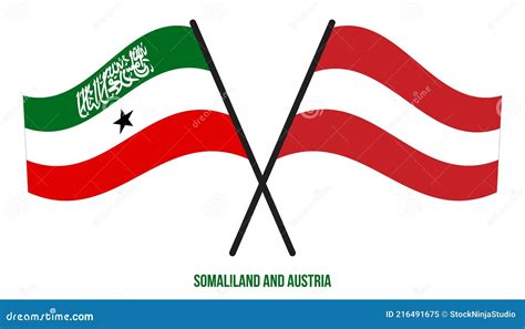 Somaliland And Austria Flags Crossed And Waving Flat Style Official Proportion Stock Vector