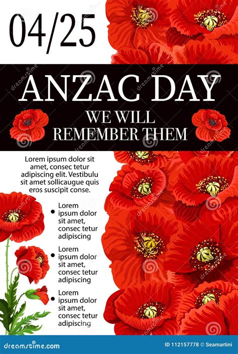 Anzac Day 25 April Red Poppy Vector Poster — Stock Vector © Seamartini Ba2