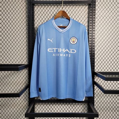 Manchester City Home Long Sleeve Men Soccer Jersey Zorrojersey