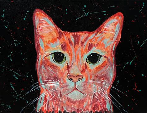 Custom Cat Painting Acrylic Cat Painting Abstract Cat Etsy