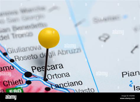 Ortona pinned on a map of Italy Stock Photo - Alamy