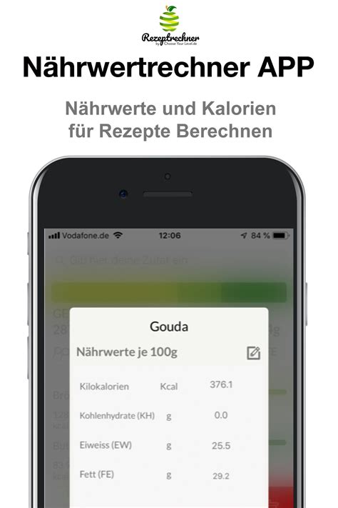 N Hrwerte Und Kalorien Berechnen Mit Dem Rezeptrechner Als