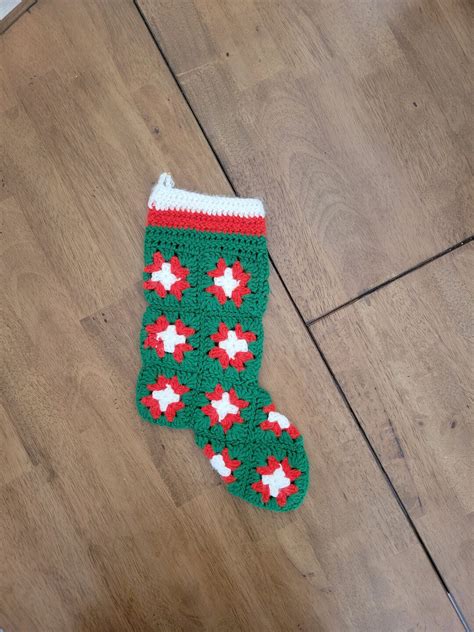 Crochet Granny Square Christmas Stocking Etsy