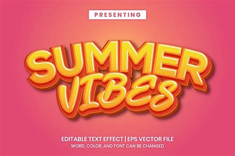 Premium Vector Summer Vibes Poster Headline Editable Text Effect