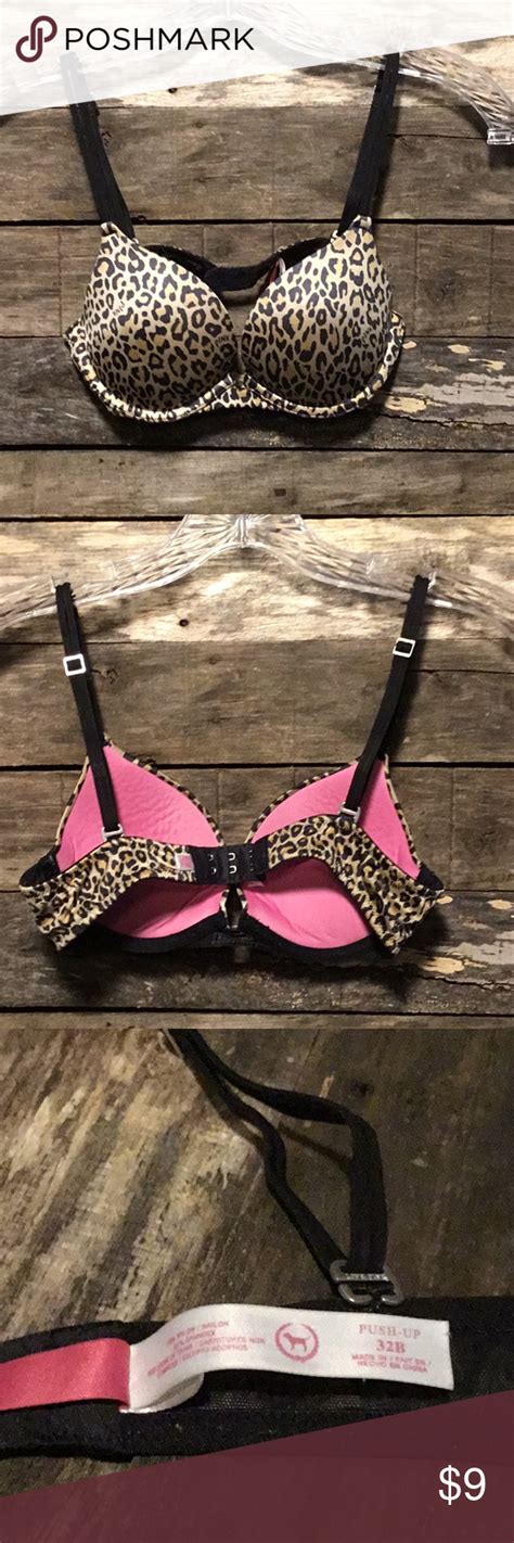 ⭐️pink Victoria’s Secret Leopard Print Push Up Bra Pink Victorias Victoria Secret Pink Push