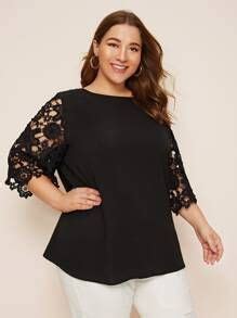 Plus Guipure Lace Sleeve Top Usd Vestidos De Encaje Mangas De