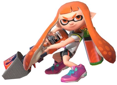 S1 Orange Inkling Girl Preparing A Blaster By Transparentjiggly64 On