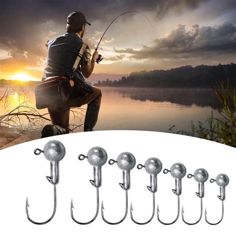 10x Crank Round Ball Head Hook Jig Bait Soft Worm For Perch Fishing 1g