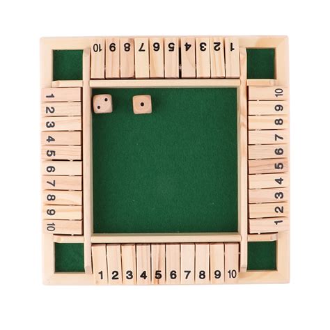 Four Sided Numbers Shut The Box Board Game Set Dice Party Club