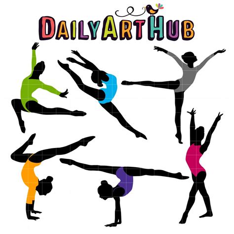 Gymnast Silhouettes Clip Art Set Daily Art Hub Graphics Alphabets