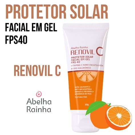 Protetor Solar Facial Fps Vitamina C E Acido Hialuronico Renovil G