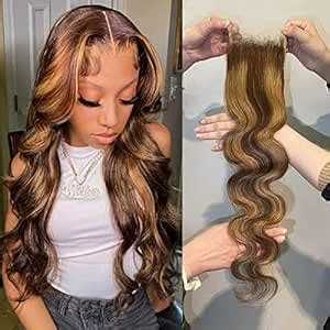 Amazon Auroo Highlight Body Wave Closure Honey Blonde Ombre X