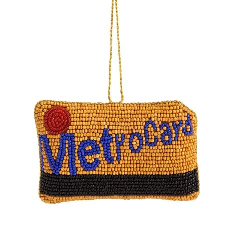 Nyc Ornament Beaded Metro Card Sudha Benefit Sale