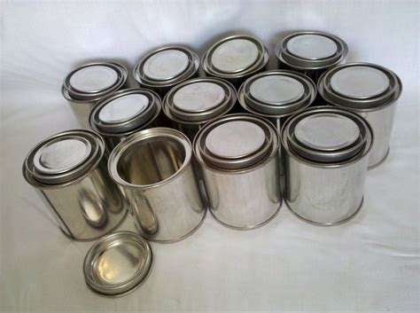 12 small paint cans with lids no handle half-pint by FridaysCorner