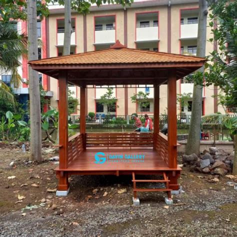 Jual GASEBO MINIMALIS KAYU JATI 2x2 ATAP SIRAP KAYU ULIN JATI PILIHAN