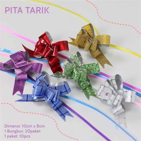 Jual Pita Tarik Pita Serut Metalik 2cm PS0018 6 Pilihan Warna