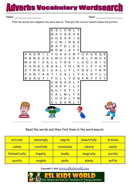 Adverb Word Search