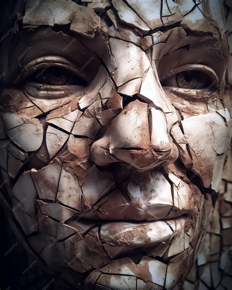Premium AI Image | A cracked face of a woman with a broken face