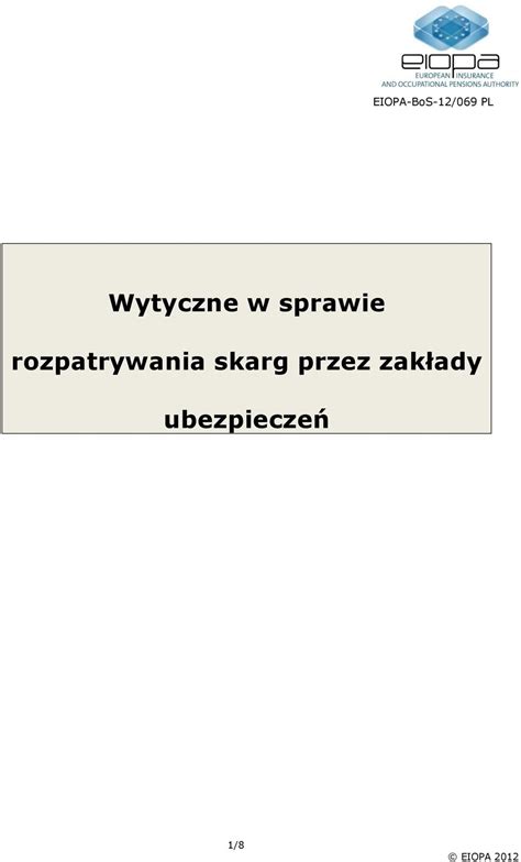 Wytyczne W Sprawie Rozpatrywania Skarg Przez Zak Ady Ubezpiecze