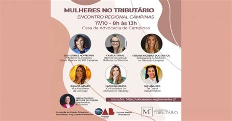 Mulheres no Tributário Encontro Regional Campinas em Campinas Sympla