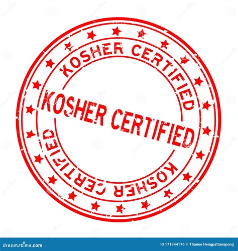 Sello De Goma De Palabras Certificado Por Kosher Rojo Grunge Sobre