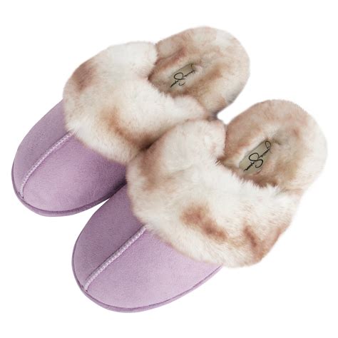 Jessica Simpson Comfy Faux Fur Womens House Slipper Scuff Memory Foam