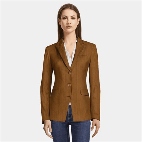 Brown Corduroy 3 Button Blazer With Peak Lapels Sumissura