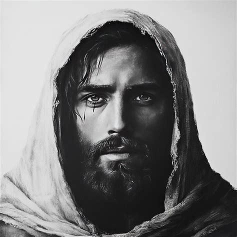 portrait  jesus christ black  white portrait  jesus christ
