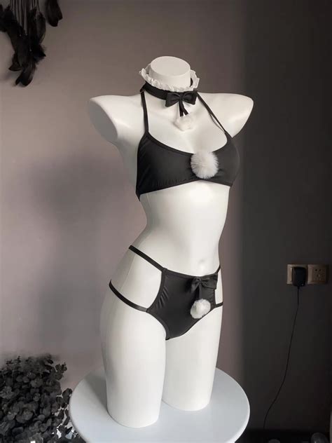 Japan Mature Women Sexy Cosplay Easter Bunny Girl Costume Hollow Out Breastless Backless Corset