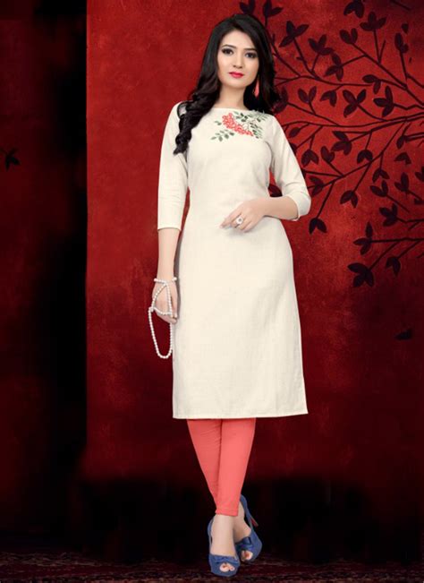 Latest Embroidery Work Office Wear Cotton Kurti Collection Catalog