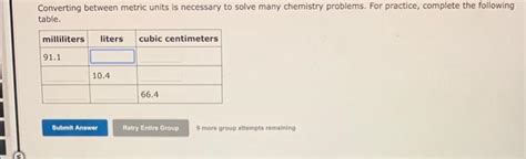 Solved Converting between metric units is necessary to solve | Chegg.com