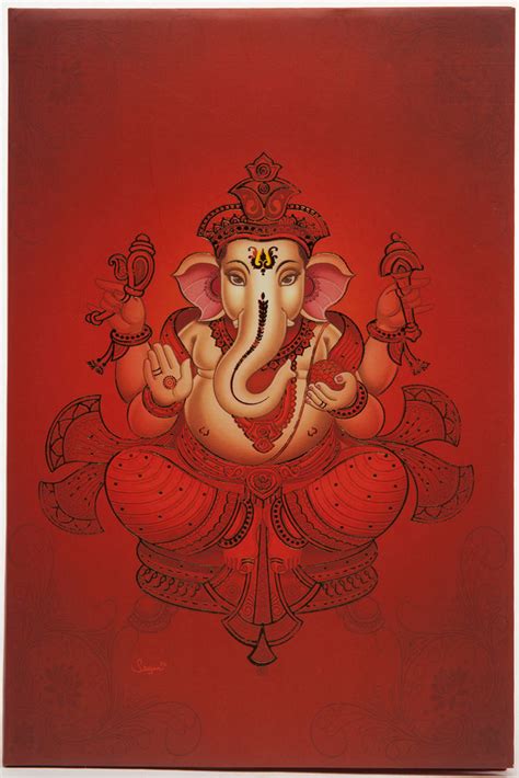 Hindu Wedding Card With Ganesha Design In Shades Of Orange