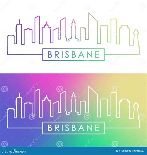 Brisbane Skyline And Landmarks Silhouette Cartoon Vector ...