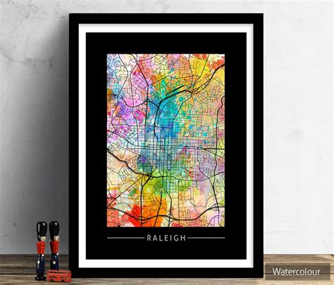 Raleigh Map City Street Map of Raleigh, North Carolina Art Print ...