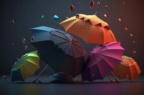 Premium Ai Image A Group Of Umbrellas With A Blue And Orange Umbrella