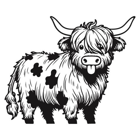 Free Cute Highland Cow Svg Black And White Svg Vector File For Laser