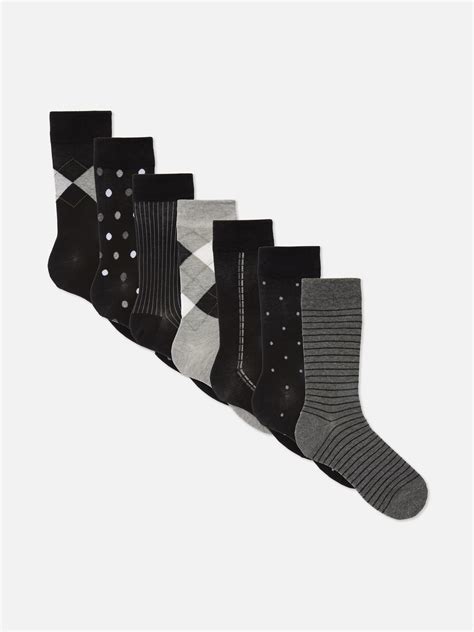 Lot De Paires De Chaussettes Motifs Vari S Noir Homme Primark