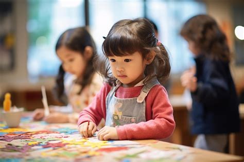 Premium AI Image | Preschoolers engrossed in painting