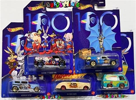 Hot Wheels 2023 Wb 100 Years Of Warner Bros Set 5 Minis Frete grátis