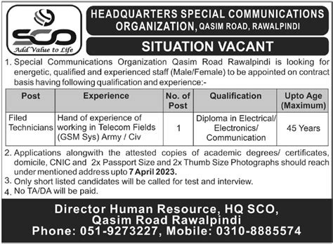 Position Vacant At Special Communications Organization Sco Job