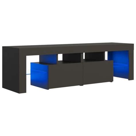 JILL SALE Meuble TV Banc TV Buffet de TV avec lumières LED Gris